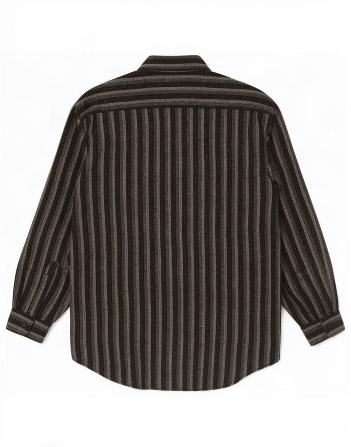 Camisa masculina vintage de flanela grande listrada preta