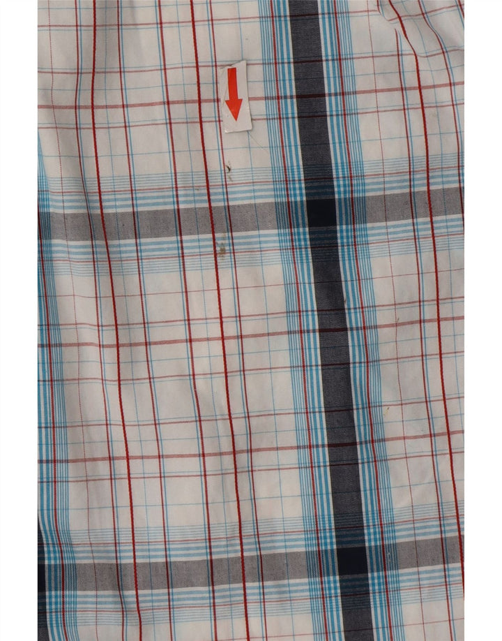 Animal Mens Camisa Manga Curta Médio Branco Xadrez Algodão