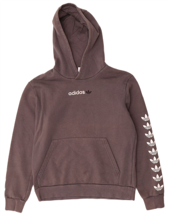 ADIDAS Meninas Graphic Hoodie Jumper 13-14 Anos Cinza Algodão