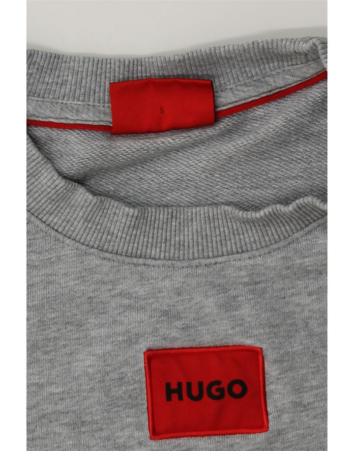 Hugo Boss moletom masculino jumper pequeno algodão manchado cinza