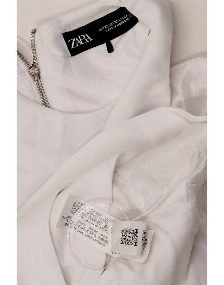 Zara Womens Crop One Ombro Top UK 4 XS Poliéster Branco