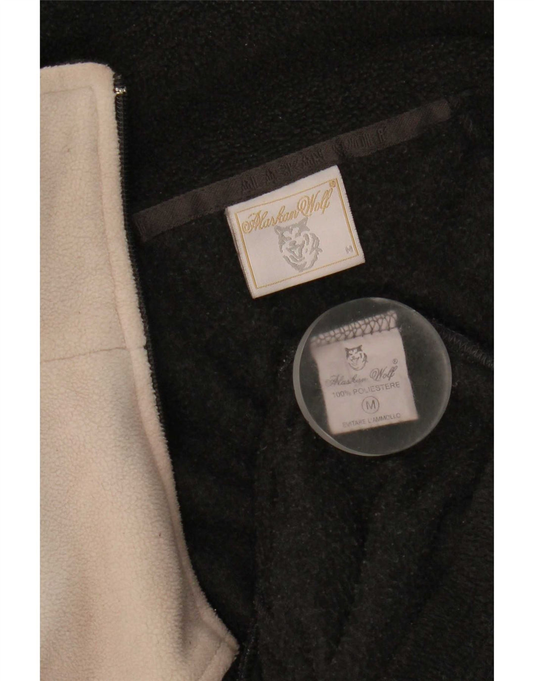Jaqueta de lã masculina vintage UK 38 poliéster preto médio Colourblock
