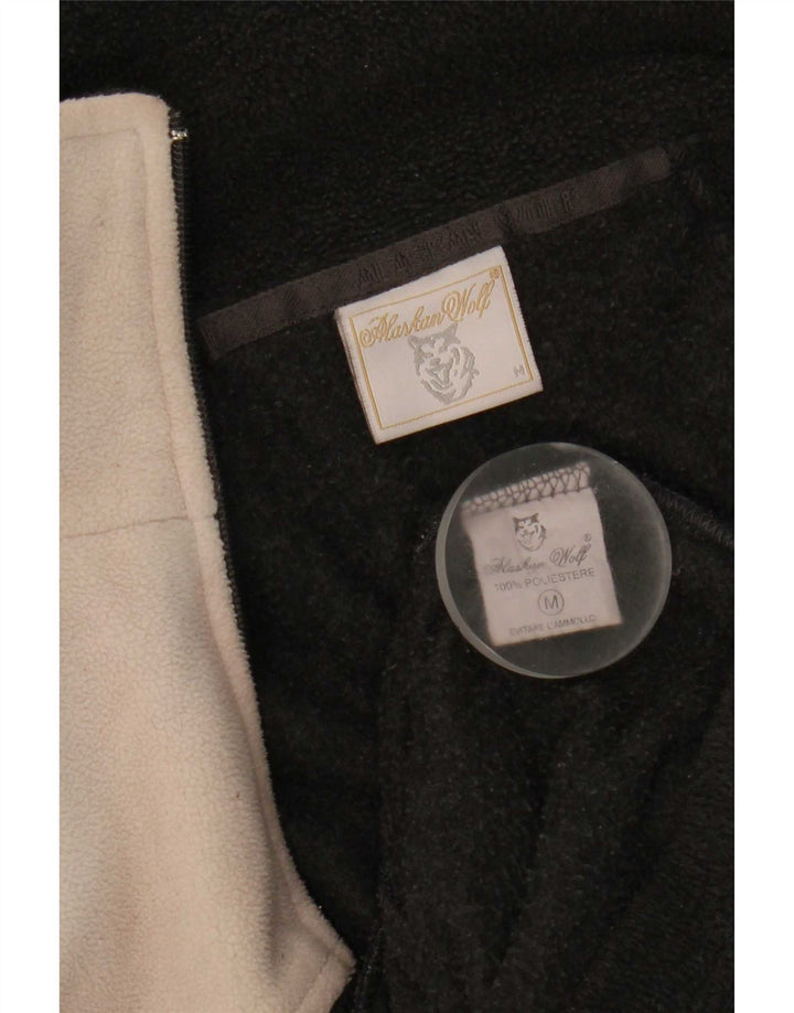 Jaqueta de lã masculina vintage UK 38 poliéster preto médio Colourblock