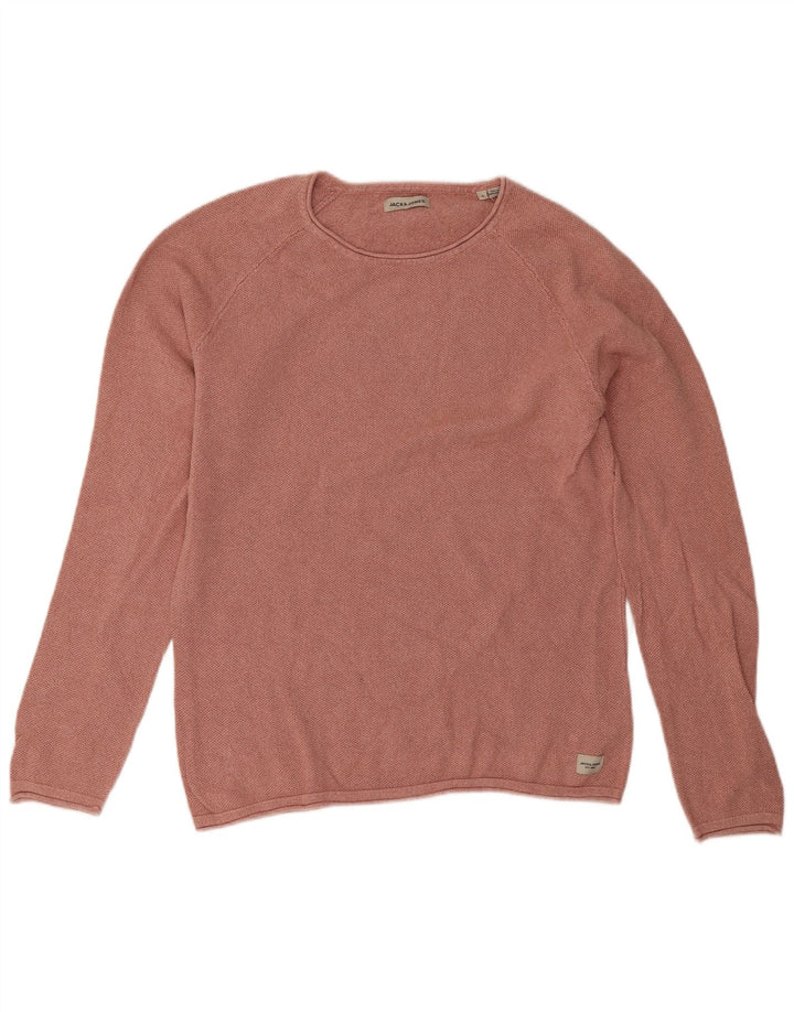 Suéter masculino Jack & Jones com gola redonda, grande algodão rosa