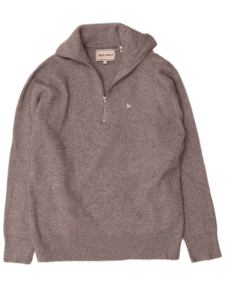 Suéter masculino Jack Wills com zíper e gola pequena viscose cinza