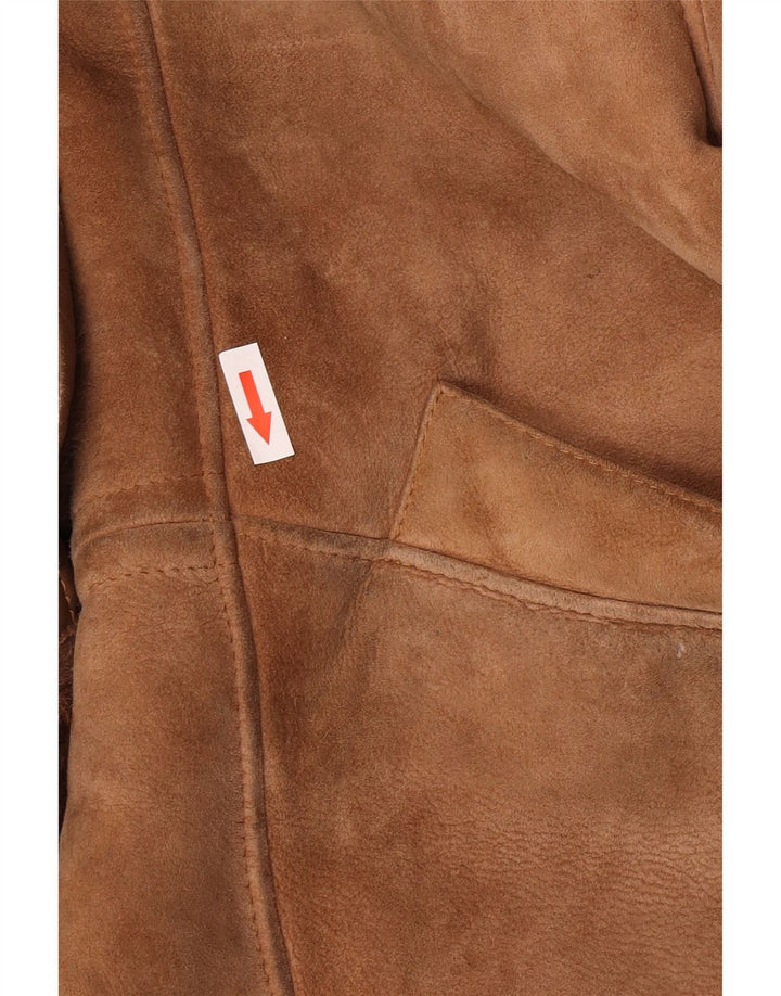 Jaqueta feminina vintage de shearling de grandes dimensões EU 40 Shearling marrom médio