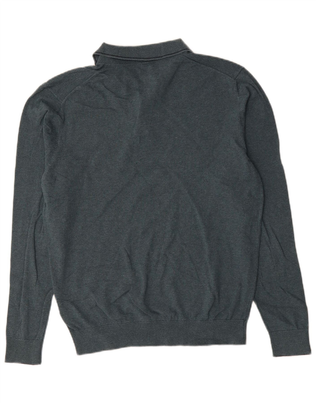 Suéter masculino Marks & Spencer com gola polo e algodão verde médio