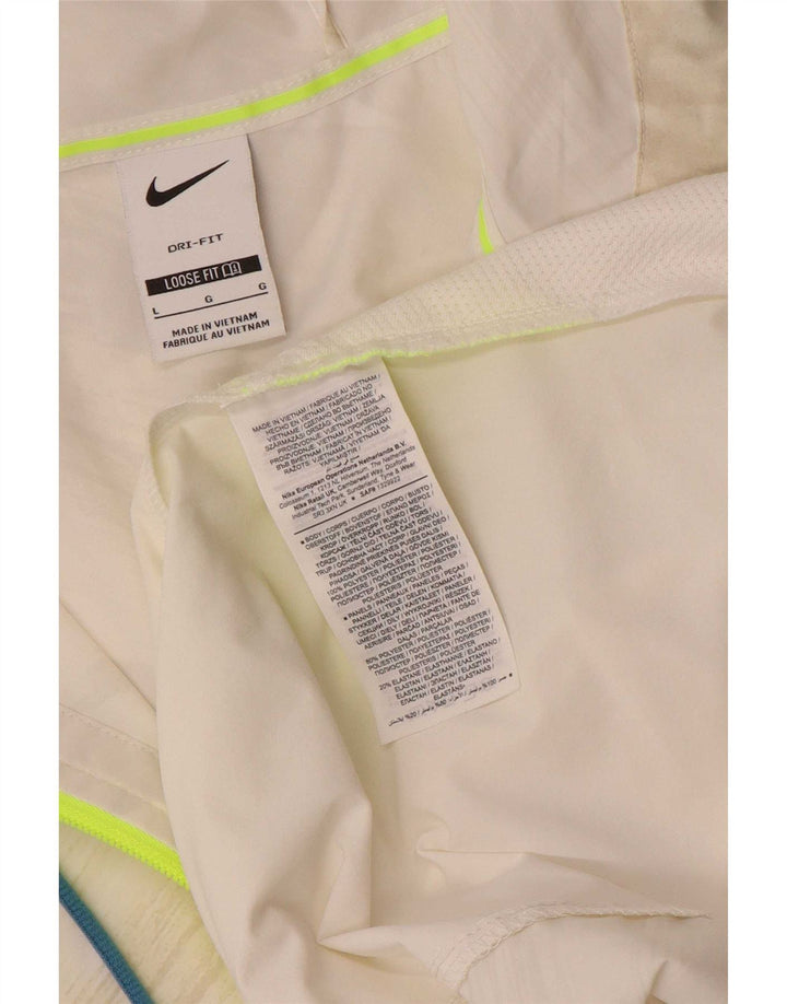 Nike Mens Dri Fit Pullover Rain Jacket UK 40 Large White Colourblock