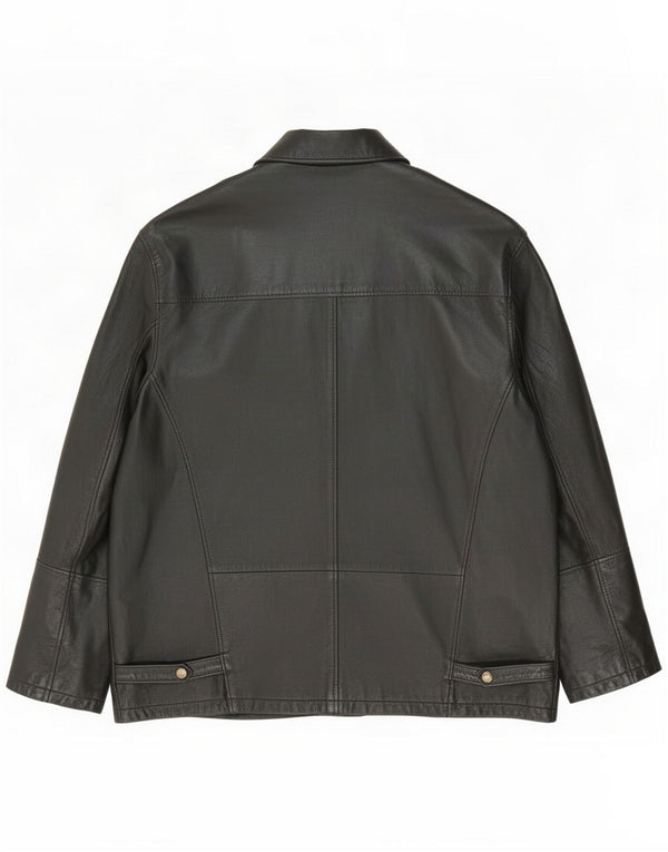 Jaqueta de couro masculina vintage UK 42 XL preta