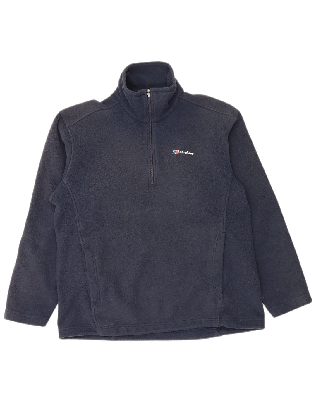 Berghaus Suéter masculino de lã com zíper e gola grande poliéster azul marinho