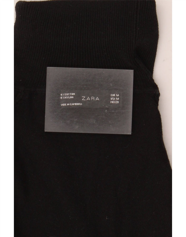 Suéter feminino Zara com gola redonda e algodão preto médio UK 12