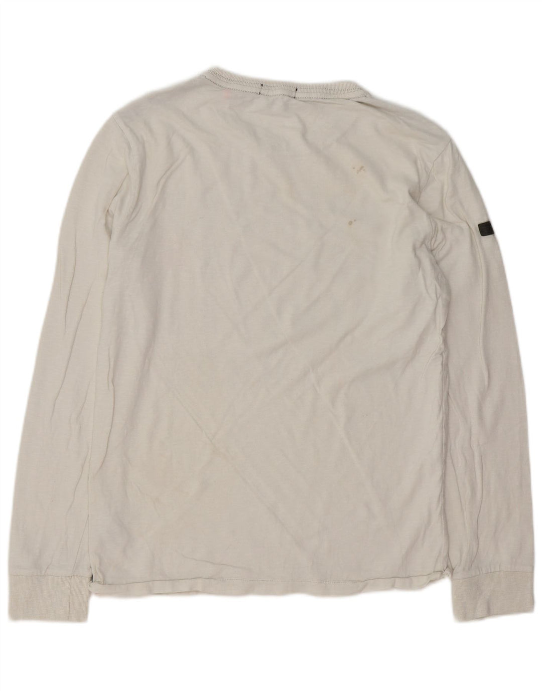 SUPERDRY Top gráfico masculino manga comprida grande algodão branco