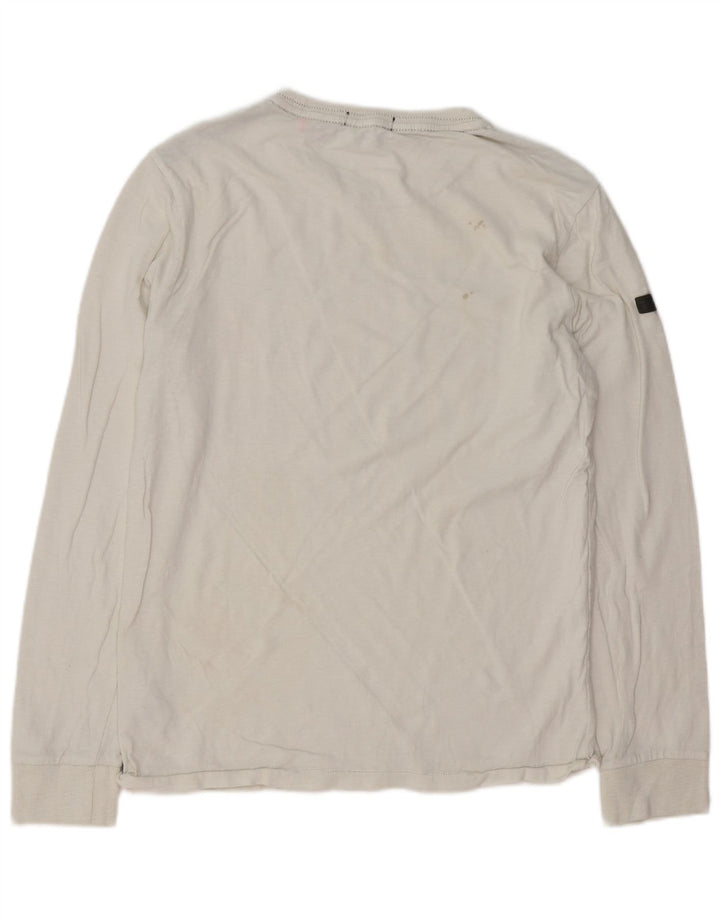 SUPERDRY Top gráfico masculino manga comprida grande algodão branco