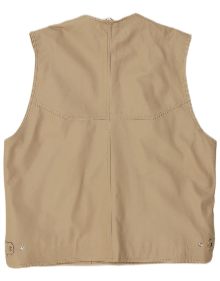 DAVID MOORE Colete masculino de couro clássico UK 44 2XL couro bege