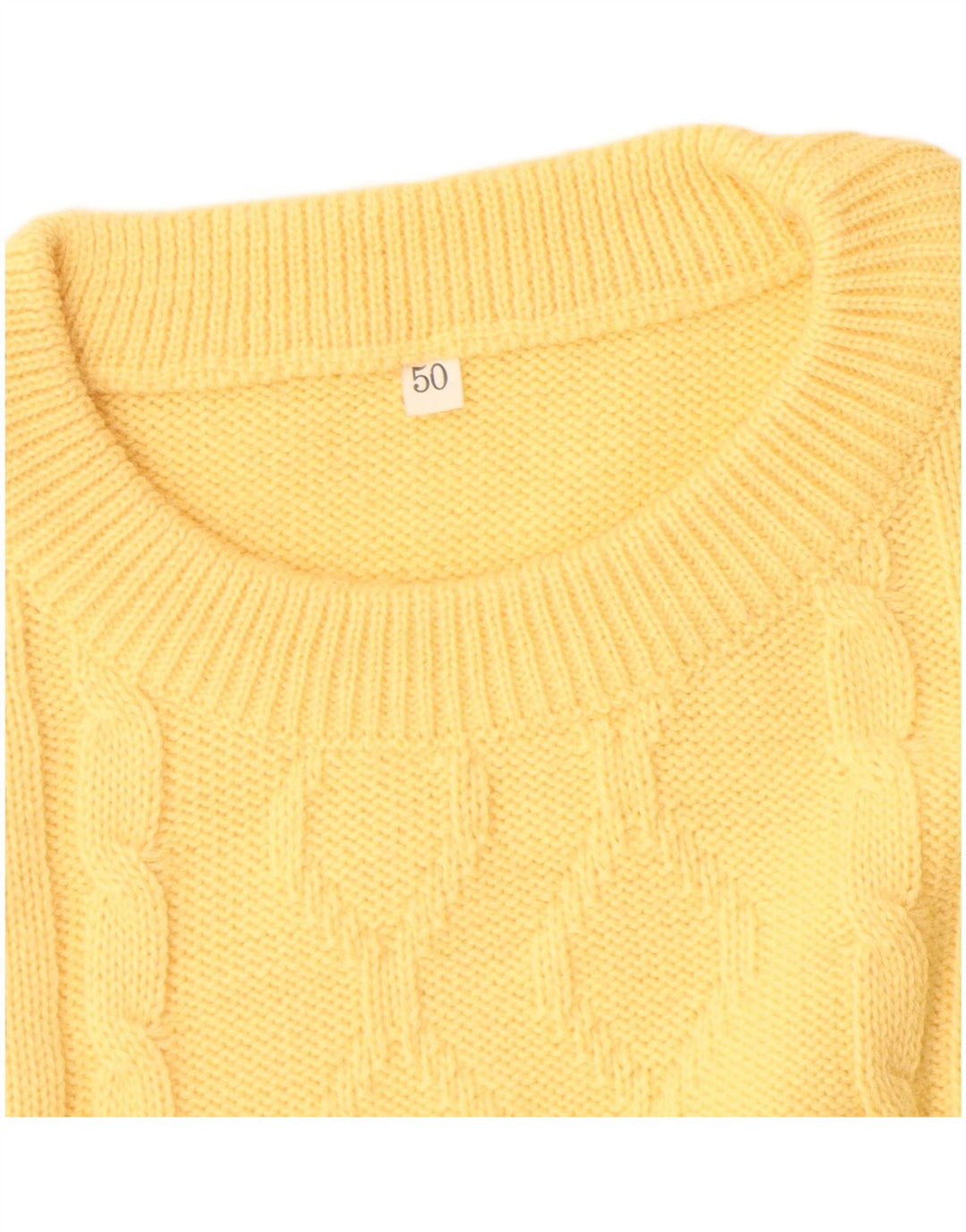 Suéter vintage masculino com gola redonda IT 50 lã amarela média