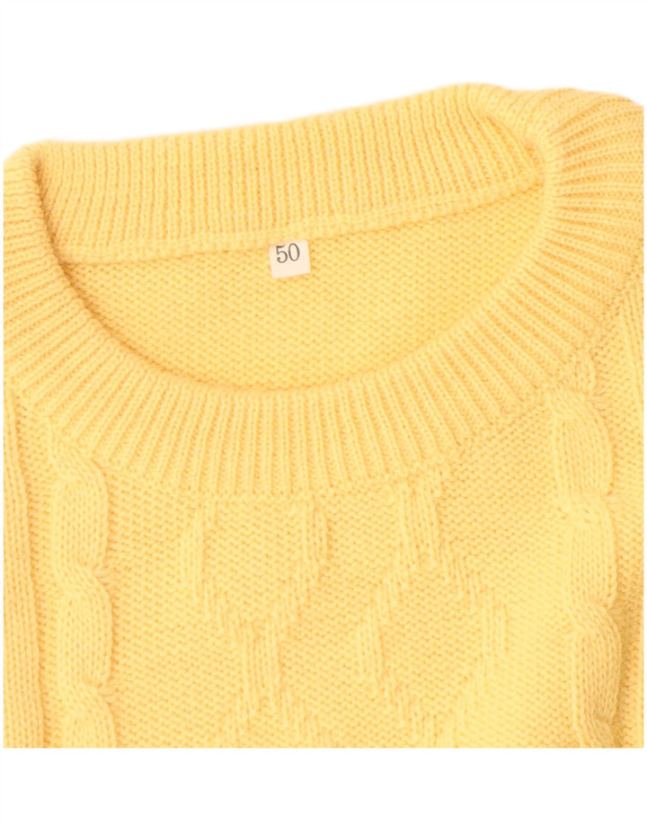 Suéter vintage masculino com gola redonda IT 50 lã amarela média
