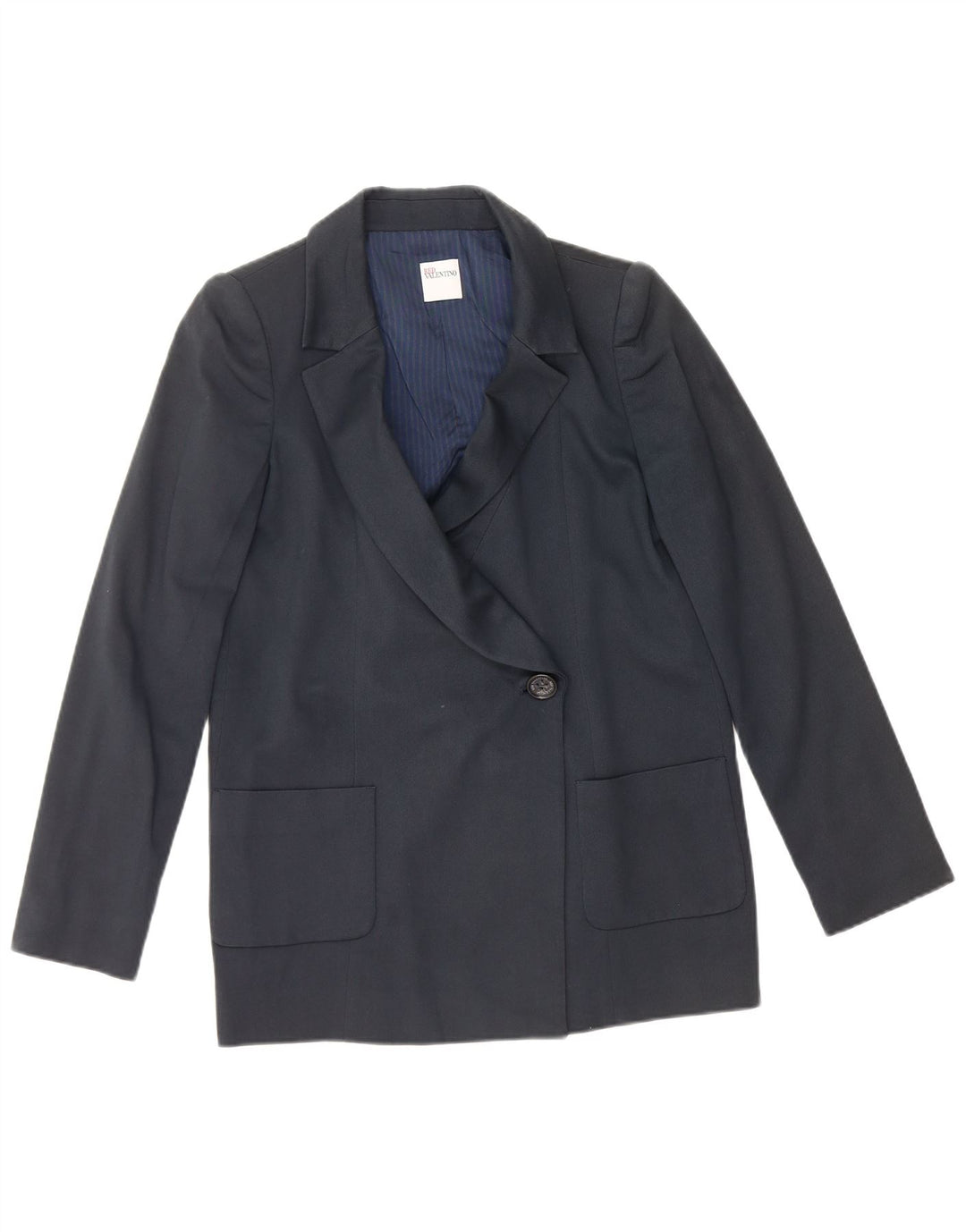 Jaqueta Blazer Feminina Red Valentino com 1 Botão Reino Unido 12 Algodão Azul Marinho Médio