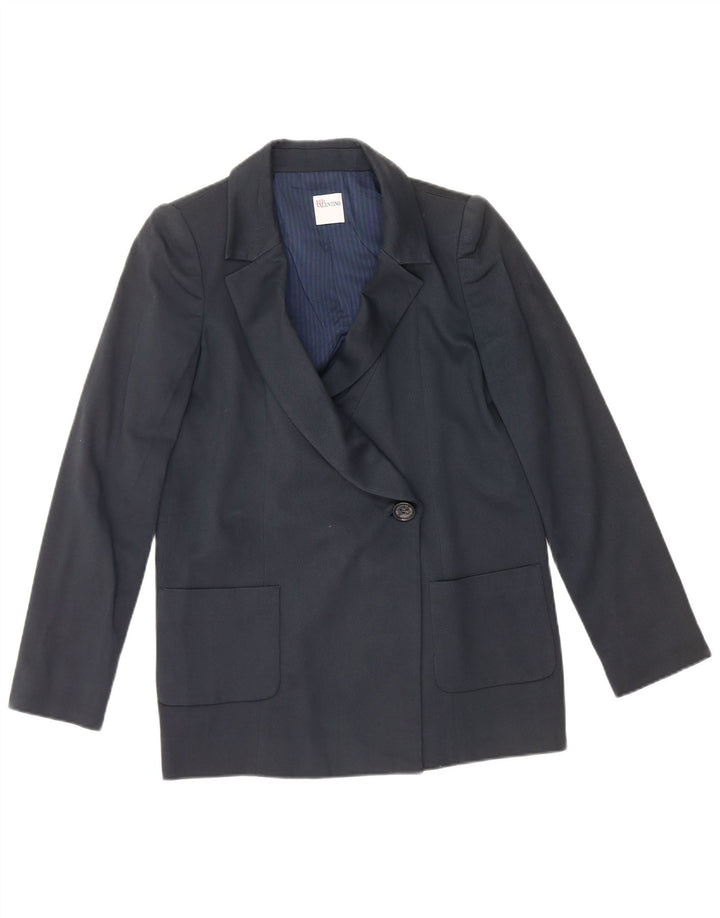 Jaqueta Blazer Feminina Red Valentino com 1 Botão Reino Unido 12 Algodão Azul Marinho Médio
