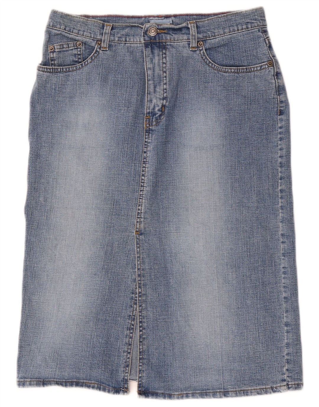Saia jeans feminina Oasis UK 12 médio W30 azul