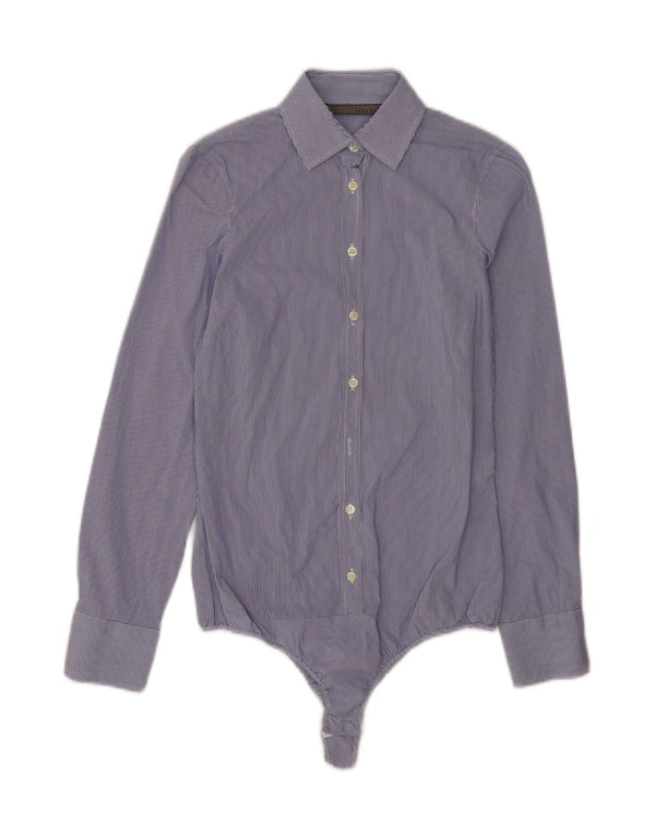 Macacão feminino Zara UK 6 XS azul risca de giz algodão