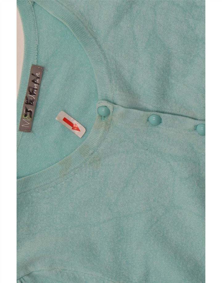 Suéter cardigã feminino Marks & Spencer UK 12 médio turquesa viscose