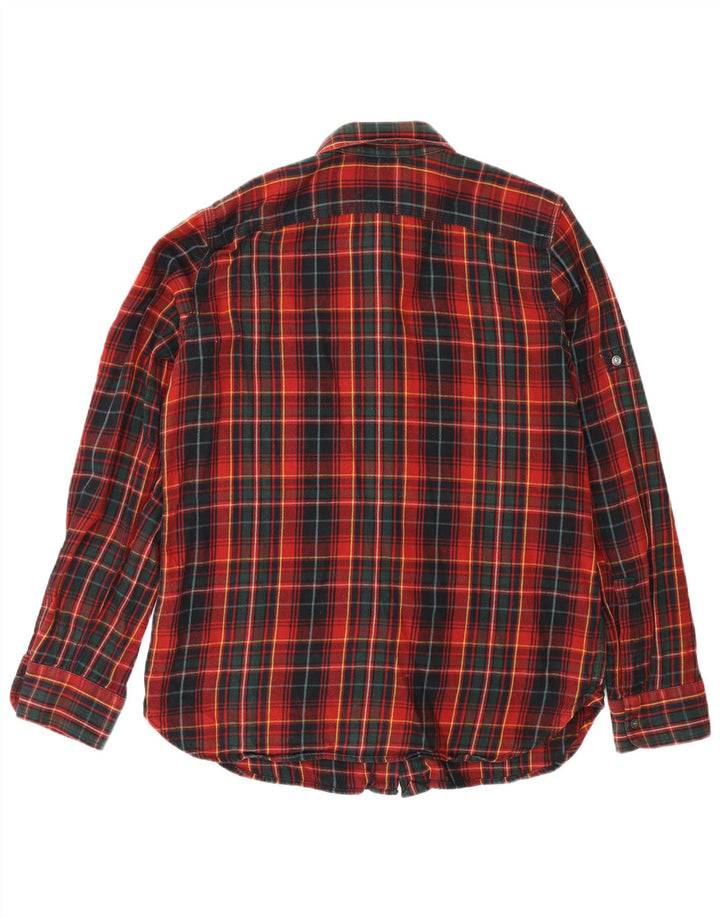 Camisa de flanela feminina Ralph Lauren Reino Unido 14 algodão xadrez vermelho médio