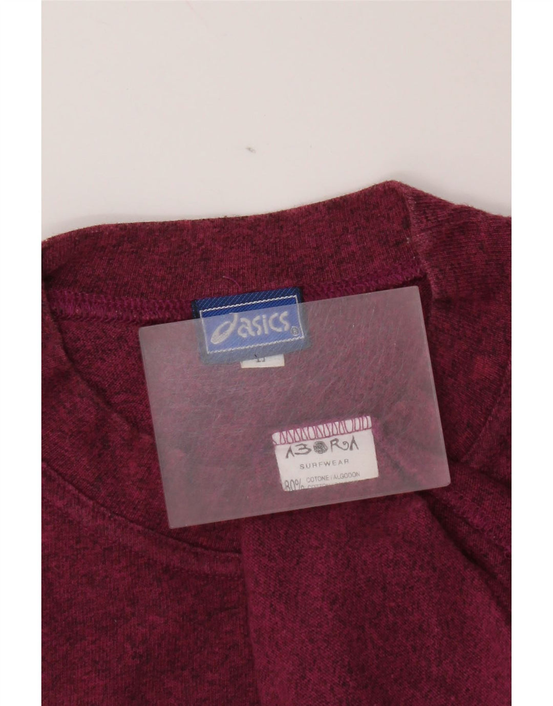 Camiseta masculina Asics Top grande algodão manchado Borgonha