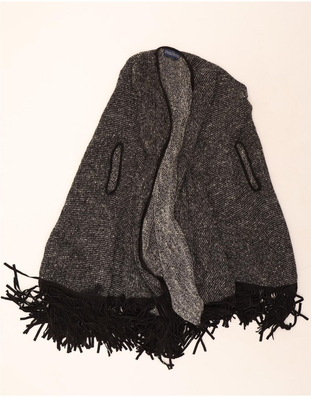 Suéter Poncho Cardigan Vintage Feminino UK 22 3XL Cinza