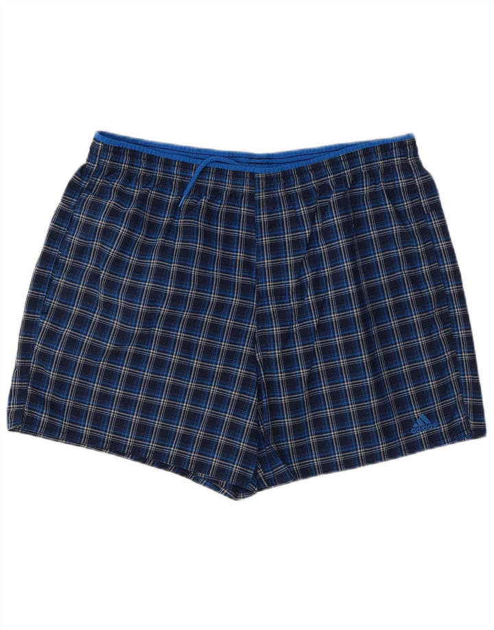 Shorts de natação masculino Adidas grande poliéster xadrez azul marinho