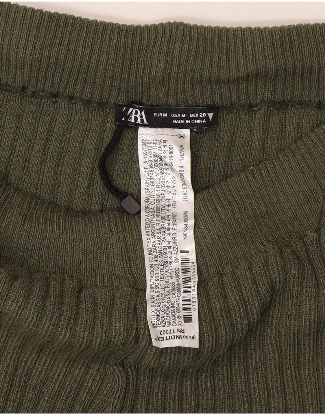 Zara Womens Knit Flare Leggings Reino Unido 12 Poliéster Verde Médio