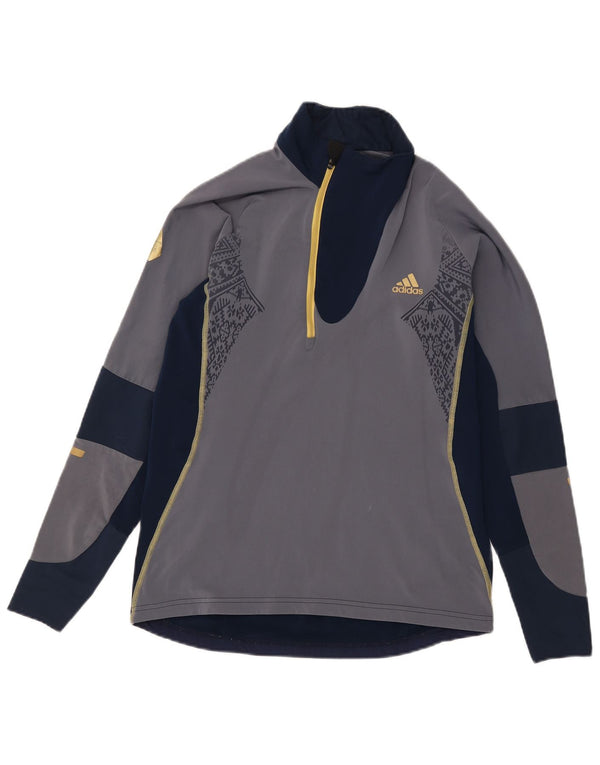 Adidas Mens Pulôver Treino Top UK 38/40 Médio Azul Marinho Colorblock