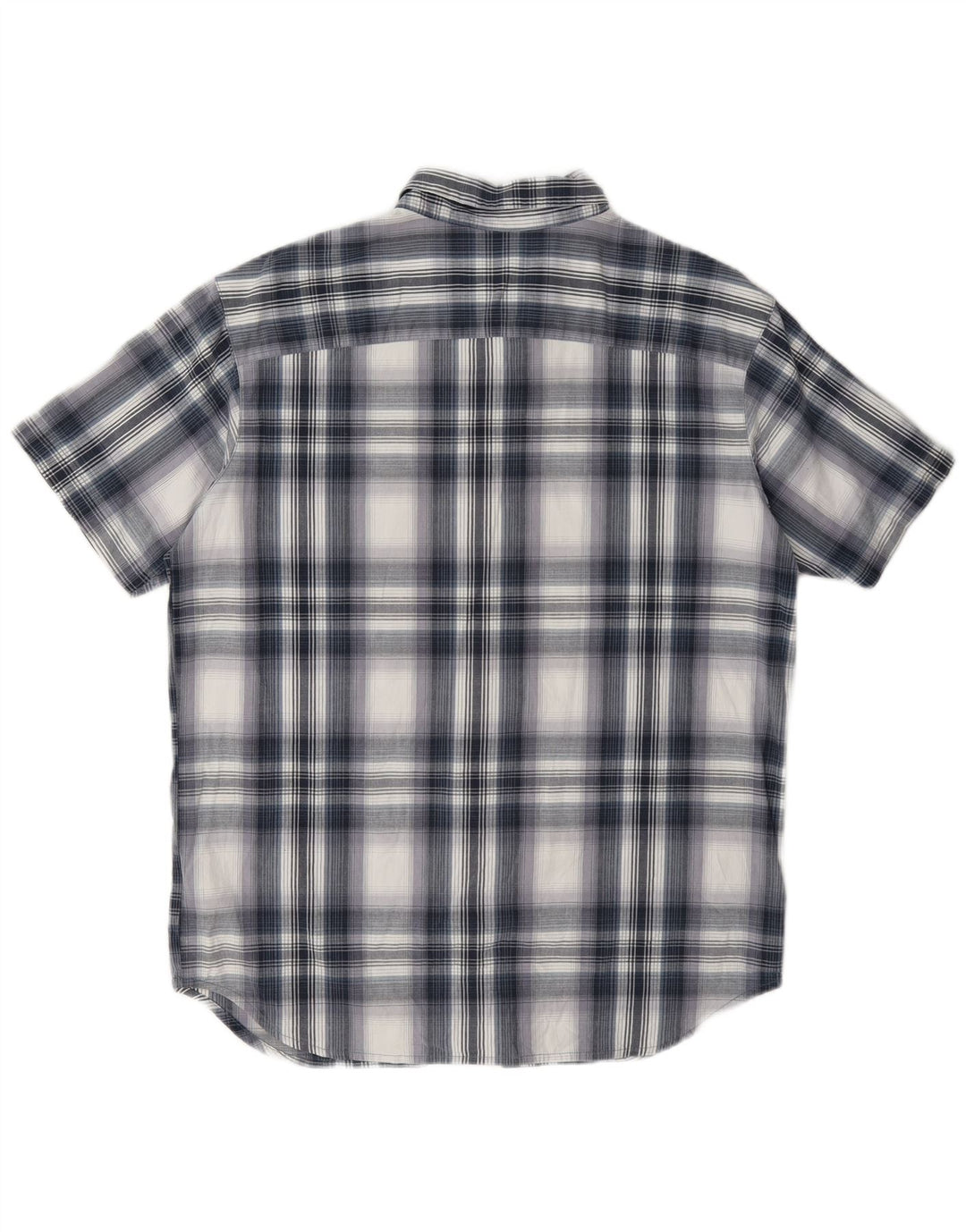 Camisa masculina Columbia de manga curta regular fit grande algodão xadrez azul
