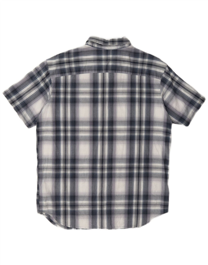 Camisa masculina Columbia de manga curta regular fit grande algodão xadrez azul