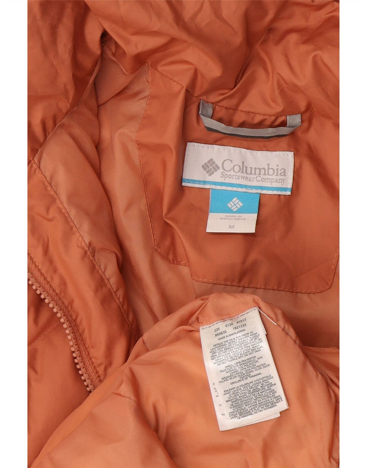 Casaco acolchoado com capuz feminino Columbia UK 14 poliéster laranja médio