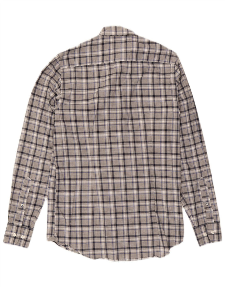 Camisa masculina Tommy Hilfiger Slim Fit pequena cinza xadrez algodão