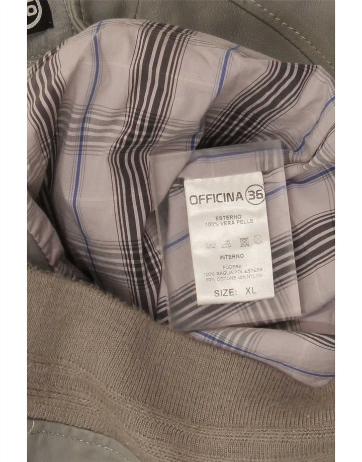 Jaqueta de couro bomber masculina Officina 36 UK 42 XL cinza