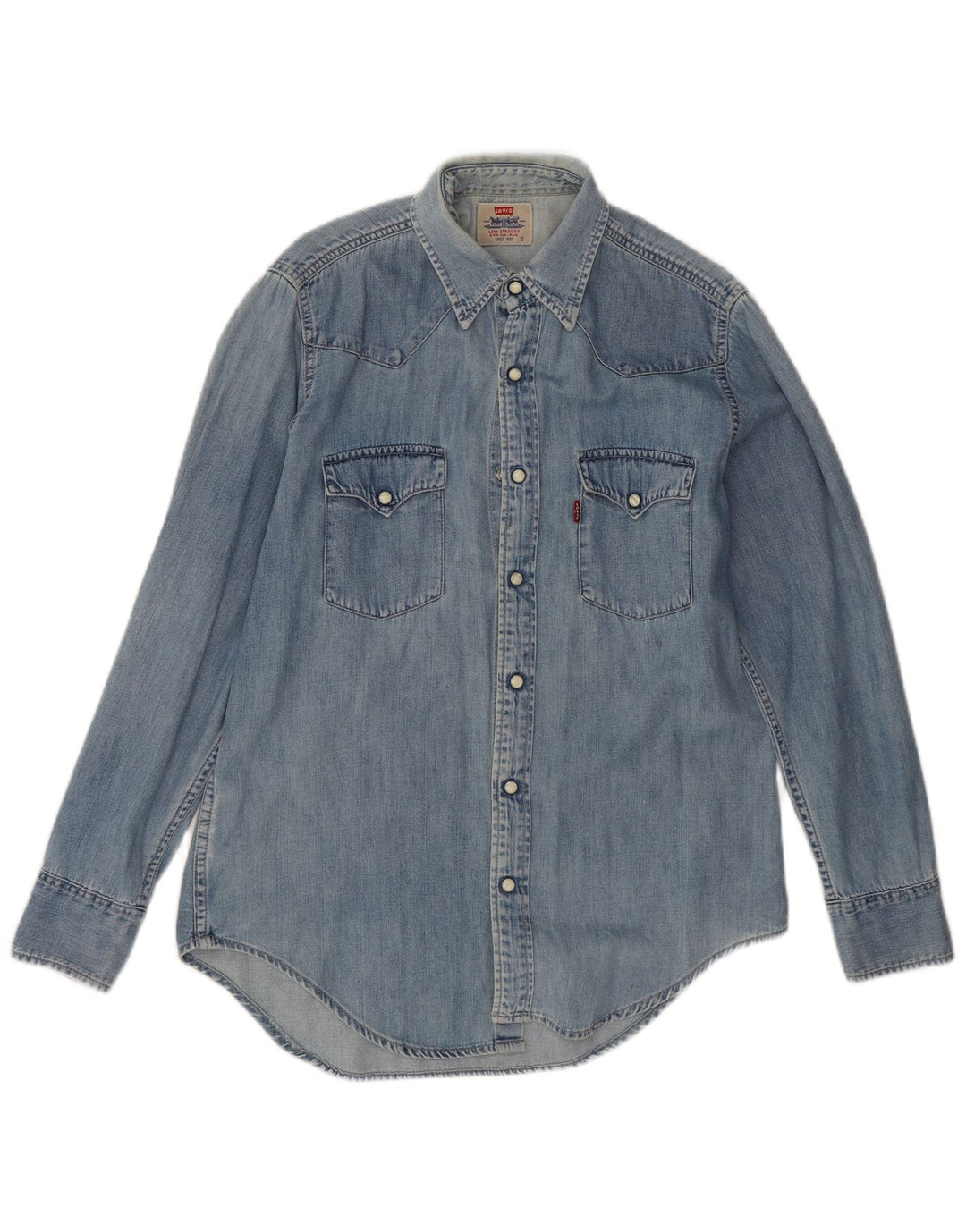 Camisa jeans masculina Levi's pequena azul algodão