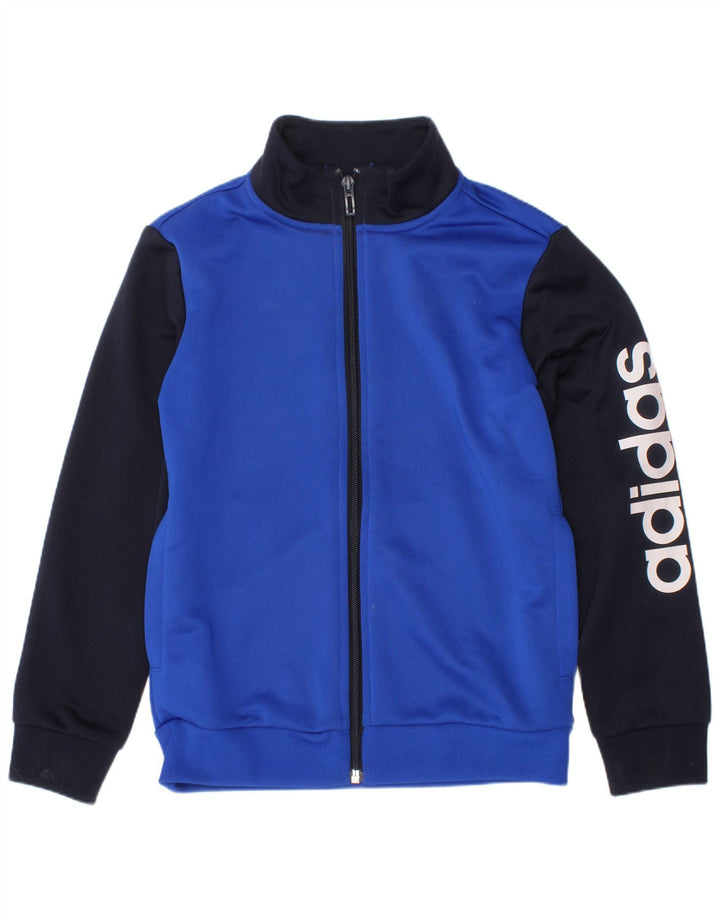 ADIDAS Meninos Graphic Tracksuit Top Jacket 7-8 Anos Azul Colorblock