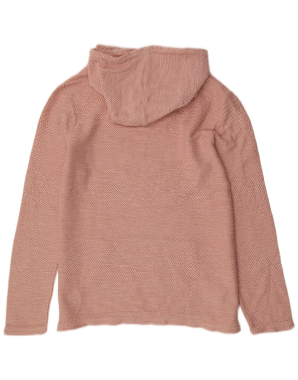 Jumper com capuz feminino Fat Face UK 14 algodão rosa médio