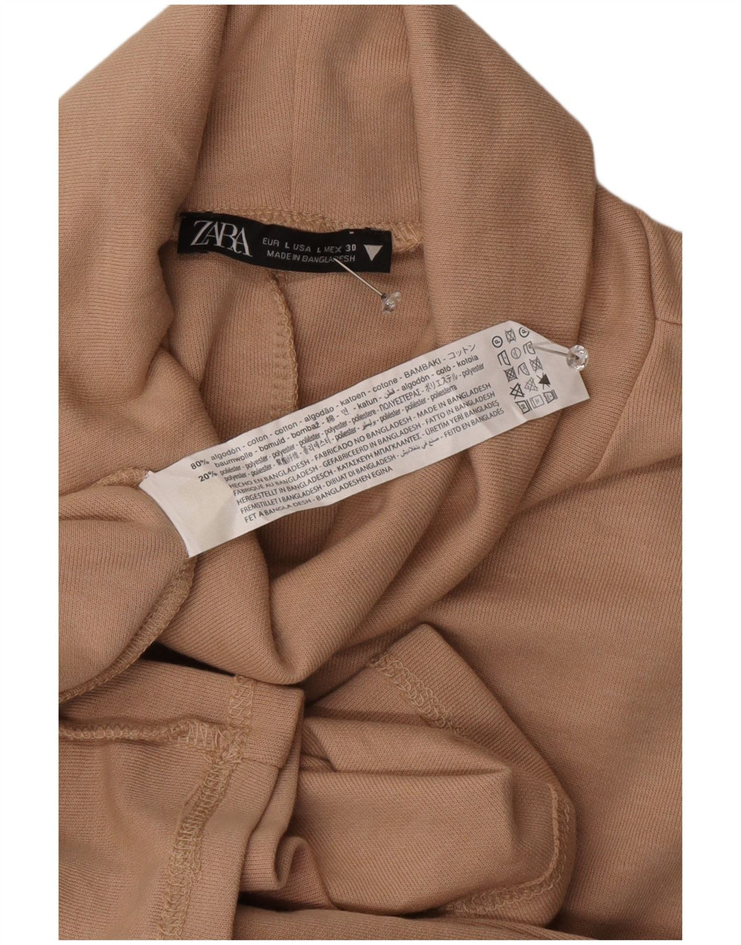 Vestido feminino Zara UK 16 grande algodão bege