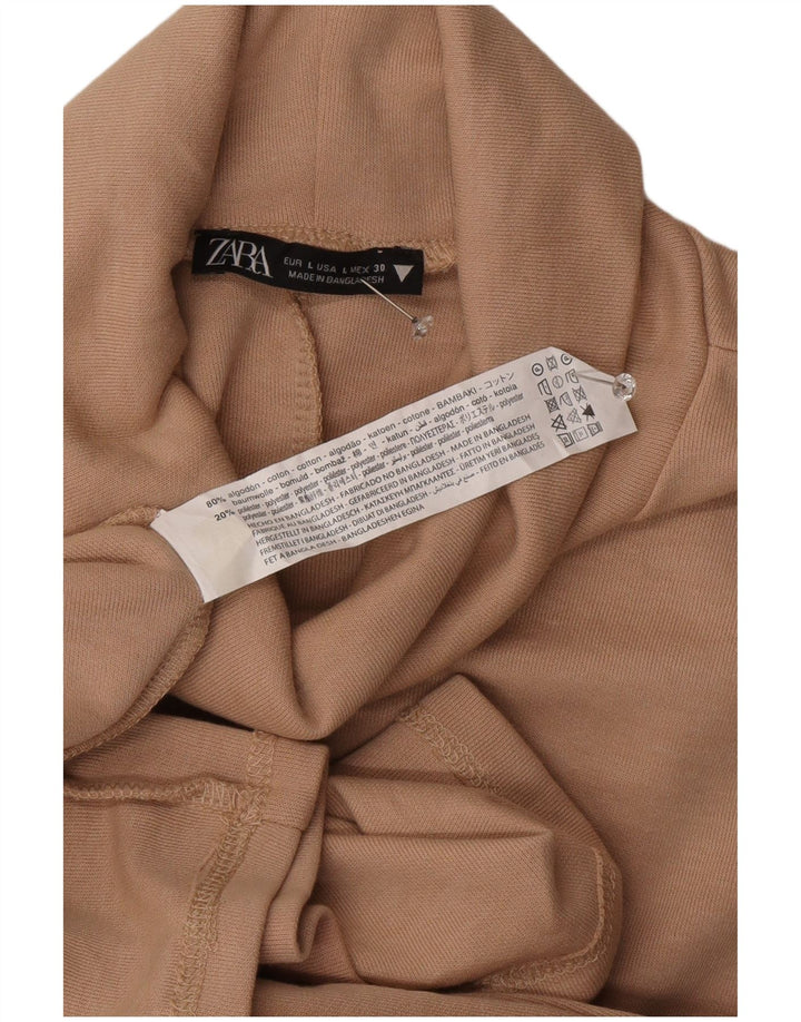 Vestido feminino Zara UK 16 grande algodão bege