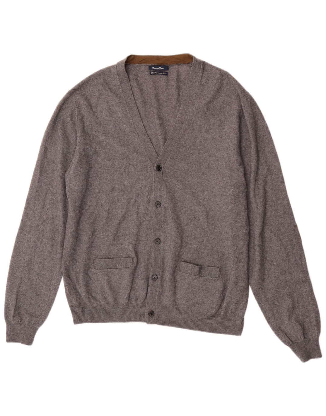 Suéter cardigã masculino Massimo Dutti 2XL lã cinza
