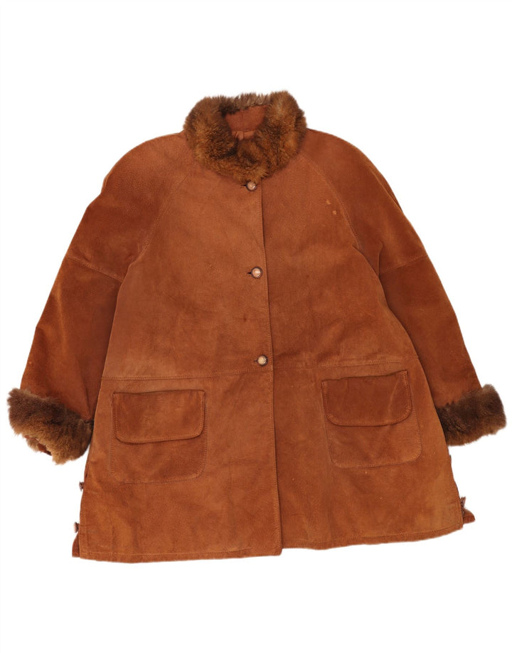 Sobretudo feminino de camurça Pascucci EU 44 XL marrom