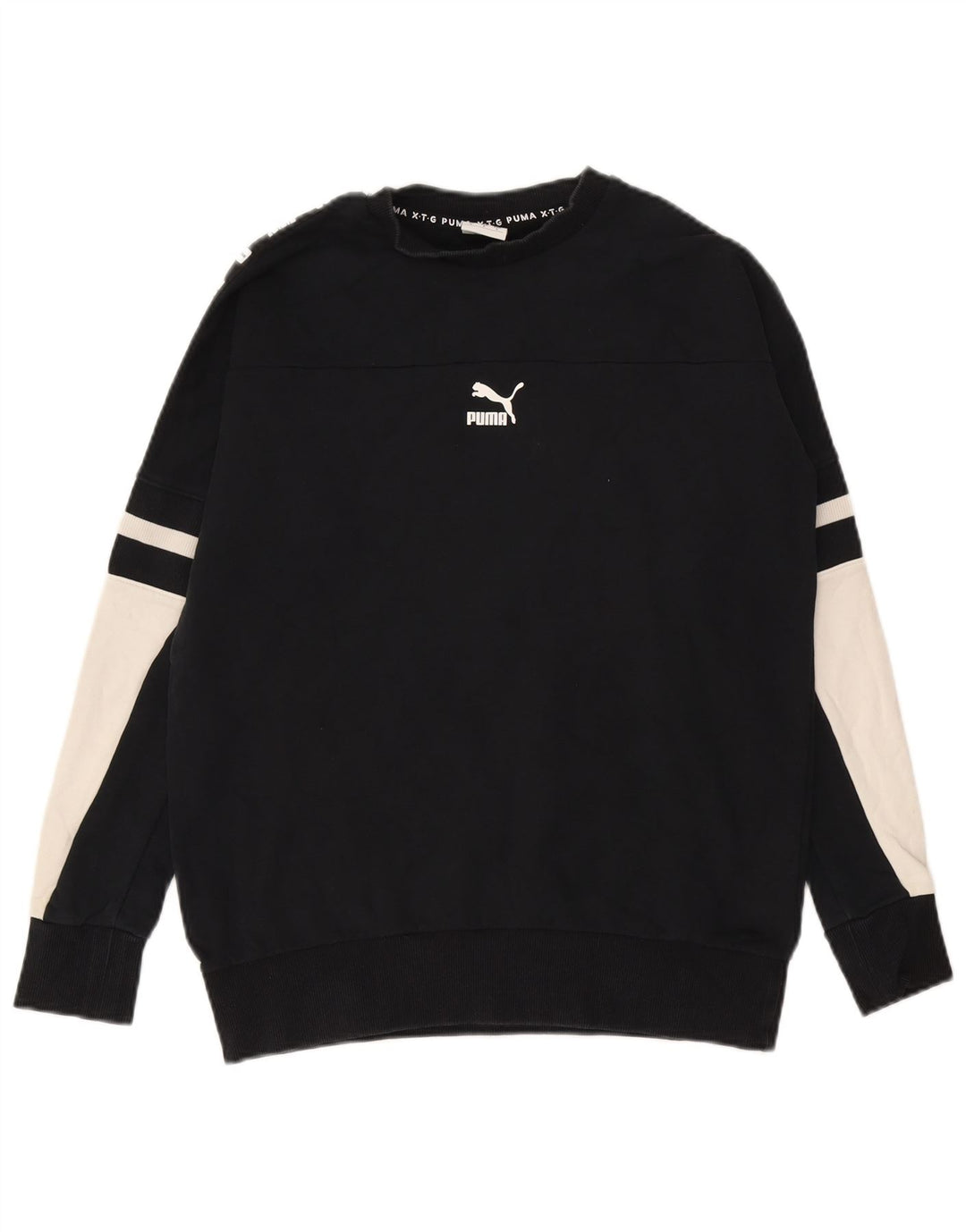 Puma masculino gráfico moletom jumper pequeno preto colorblock algodão