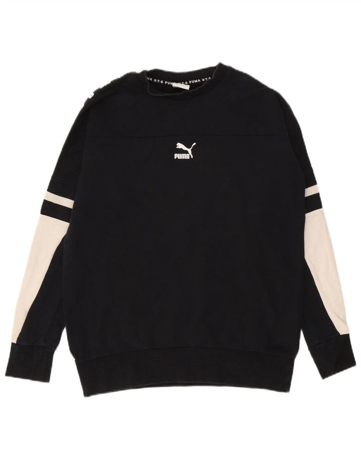 Puma masculino gráfico moletom jumper pequeno preto colorblock algodão