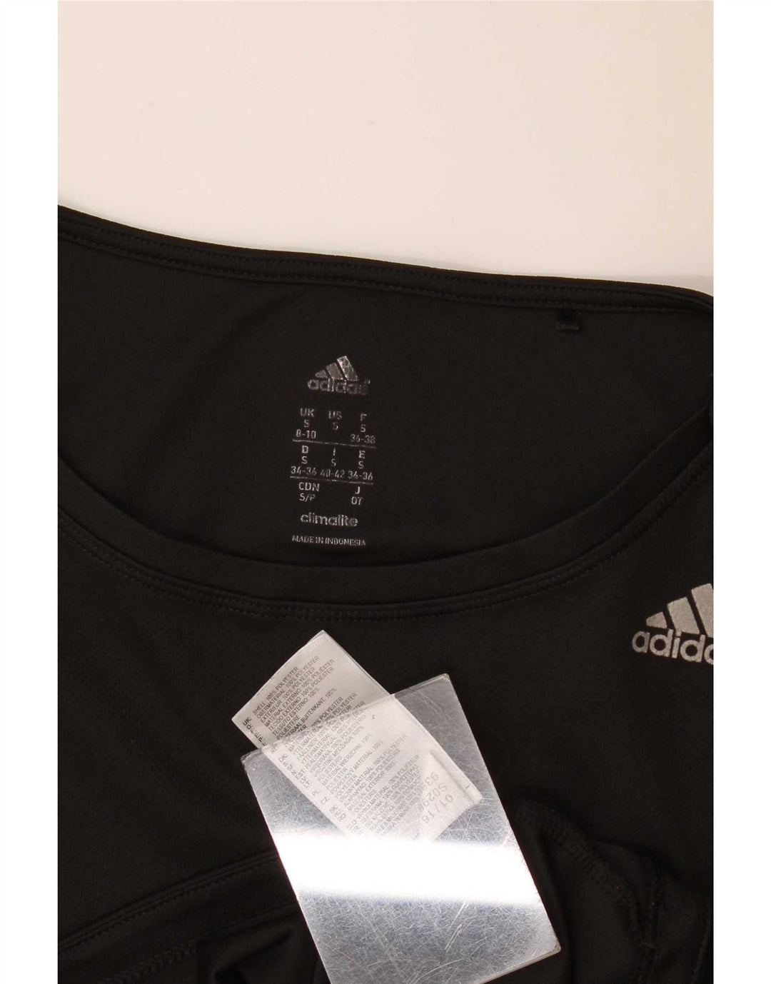 Adidas Womens Climalite T-Shirt Top UK 8/10 Pequeno Poliéster Preto