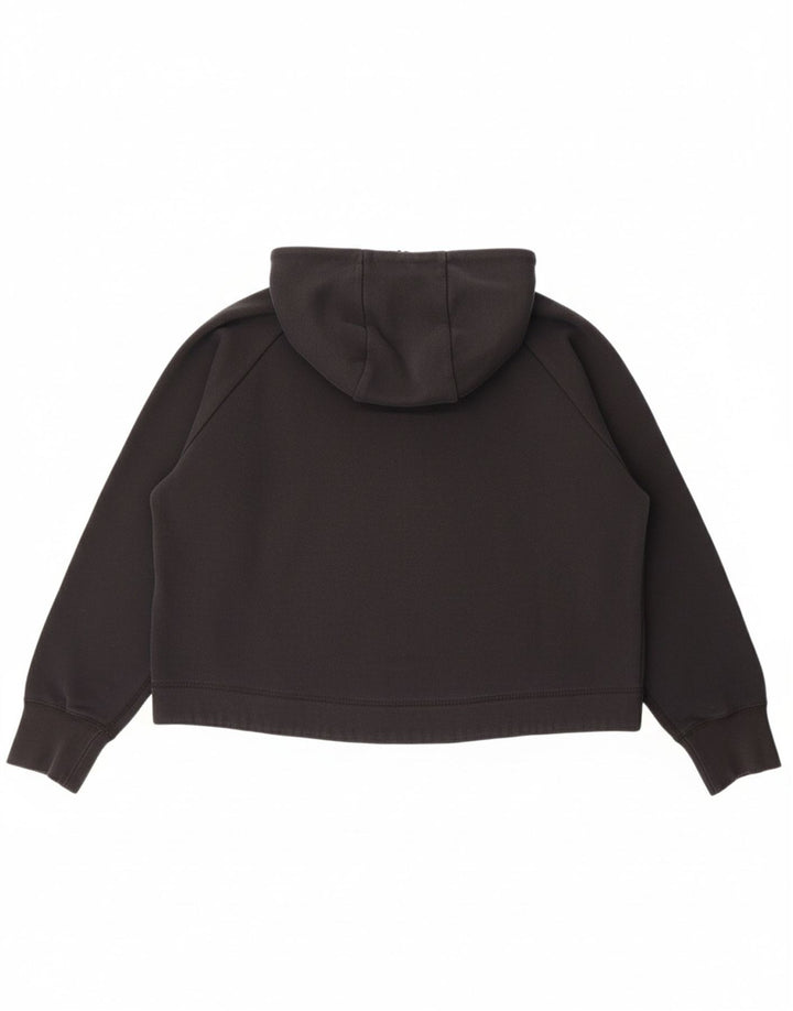 Suéter feminino Nike Crop Zip com capuz UK 16 grande algodão preto