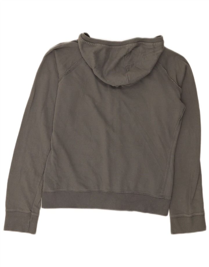 Zara Suéter feminino com capuz e zíper Reino Unido 14 algodão cinza médio