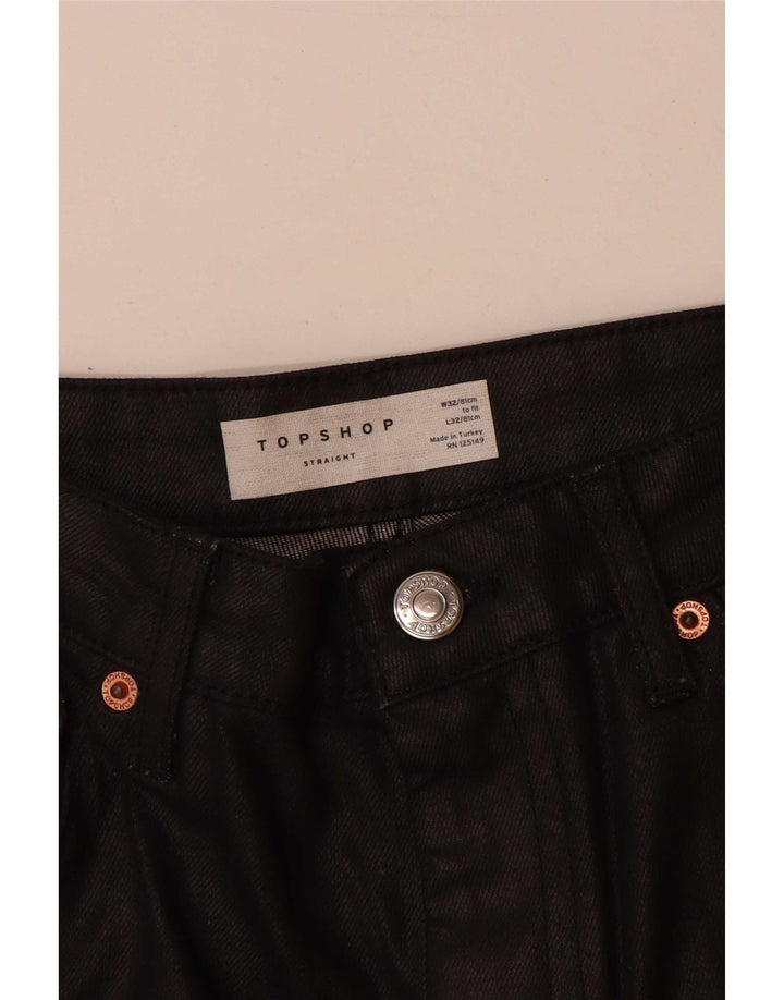 Jeans retos femininos Topshop W32 L27 algodão preto
