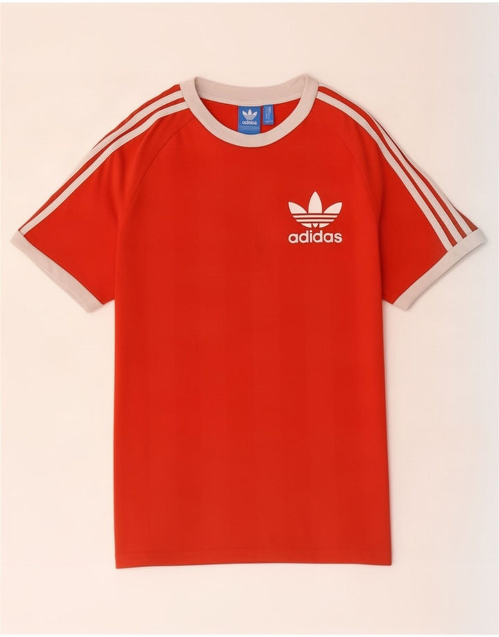 Adidas Mens T-Shirt Top Pequeno Poliéster Vermelho